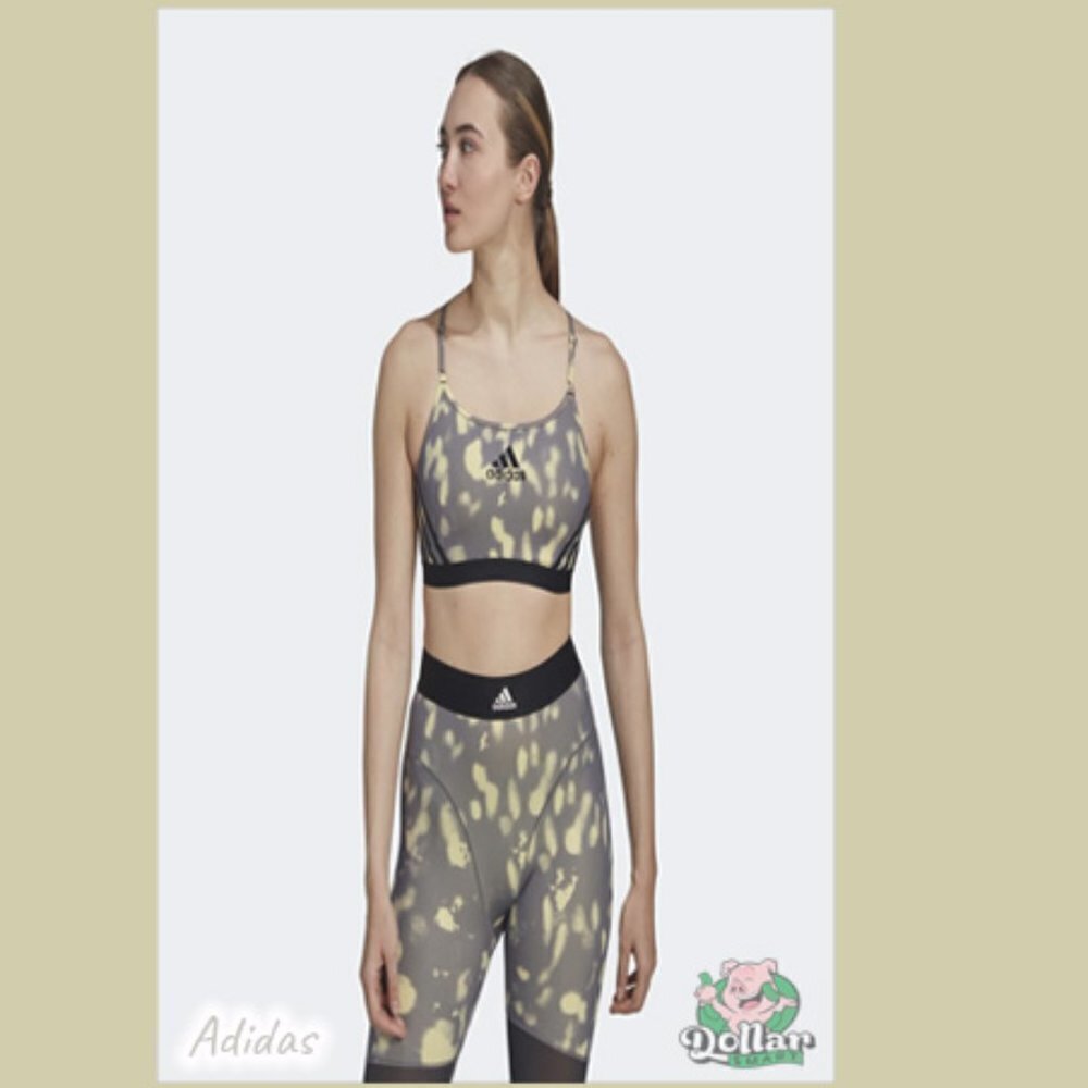 ADIDAS AEROREACT LIGHT-SUPPORT HYPERGLAM PRINTED BRA SIZE LAC